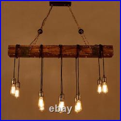 10 Light Chandelier Antique Farmhouse Wood Beam Club Bar Dining Coffee Home Lamp