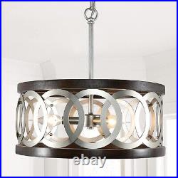 2024 Upgraded Brushed Nickel Chandelier Wood Farmhouse Dining Room Light Fixt