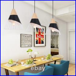 3X Black Pendant Light Kitchen Lamp Wood Ceiling Light Dining Room Pendant Light