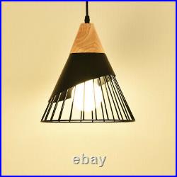 3X Kitchen Pendant Light Wood Lamp Dining Room Ceiling Lights Black Bar Lighting
