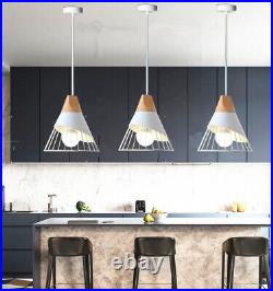 3X White Dining Room Pendant Light Wood Ceiling Light Kitchen Chandelier Lights