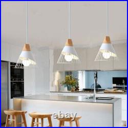 3X White Home Pendant Light Kitchen Ceiling Lights Wood Bar Chandelier Lighting