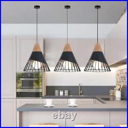 3X Wood Lamp Kitchen Pendant Light Dining Room Ceiling Light Black Bar Lighting