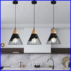 3X Wood Pendant Light Bar Lamp Dining Room Ceiling Light Black Pendant Lighting