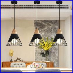 3X Wood Pendant Light Bar Lamp Dining Room Ceiling Light Black Pendant Lighting