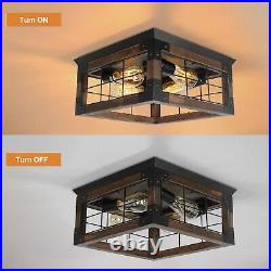 4-Light Ceiling light, semi-recessed ceiling wood lamp for entrance