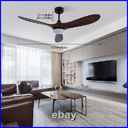 42 Wood LED Ceiling Fan Light With Remote Control Bedroom Dining Room Chandelier