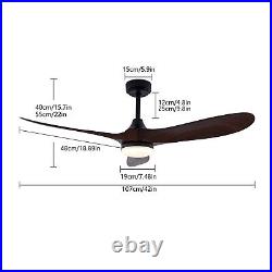 42 Wood LED Ceiling Fan Light With Remote Control Bedroom Dining Room Chandelier