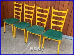 4x Dining Room Chairs Vintage Designer Chair Wood 60er Mid Century Danish 60s