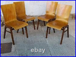 4x Stacking Designer Dining Room Chair Vintage Plywood 60er Chairs B