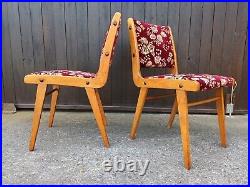 4x Vintage Boomerang Chair Wood Retro Designer Dining Room 60er Danish