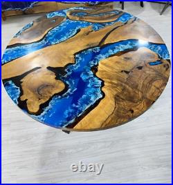 52 round Epoxy Wooden table top dining coffee center Interior Decor home room b