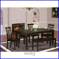 6-Pc Dining Table with bench-Dining Table with Leaf and 4 Dining