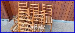 6x Dining Room Chairs Vintage Designer Wood 60er Sprossenstuhl Danish 60s C