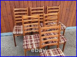 6x Dining Room Chairs Vintage Designer Wood 60er Sprossenstuhl Danish 60s D