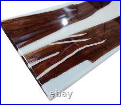 72x48 White Epoxy Table Live Edge Acacia Wooden Handmade Dining Room Furniture