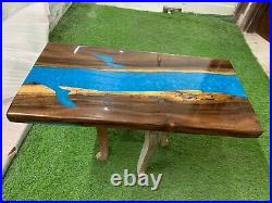 Acacia Wood Blue Epoxy Handmade Furniture Dining Room Table with Luxurious Home
