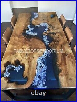 Acacia Wood Ocean Blue River Dining Custom Corridor Table hallway Déco Furniture