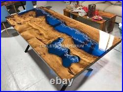 Acacia Wood Ocean Blue River Dining Custom Corridor Table hallway Déco Furniture