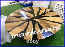 Black Epoxy Table, Round, Acacia Wooden Epoxy Resin Dining Table, Coffee Table