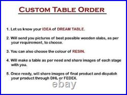 Black Epoxy Wooden Table Top Handmade Dining Room Decor Furniture