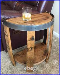 Black Walnut Live Edge Bourbon Barrel Half End Table hand made