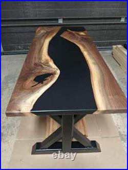 Black Wooden Acacia Custom Resort, Dining Room Table Top Decor Made To Order
