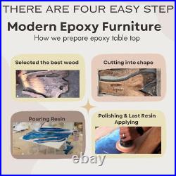 Blue River Epoxy Dining Table, Living Room Wooden Furniture Table Home Decor