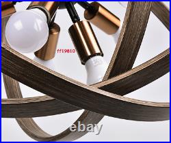 Brass Wood Orb Chandelier 24 Modern Light Ceiling Fixture for Dining Room House