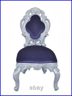 Chair Modern Dining Room Chair Solid Birch Wood Silver Frame-Blue Velvet