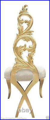 Chair Modern Dining Room Chair Solid Wood Gold Leafing -Diana Beige Velvet