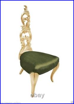 Chair Modern Dining Room Chair Solid Wood Gold Leafing Green Velvet