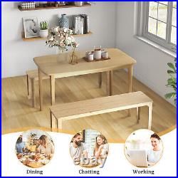 Costway 48 Wooden Dining Table Rectangular Farmhouse Kitchen with Solid Rubber