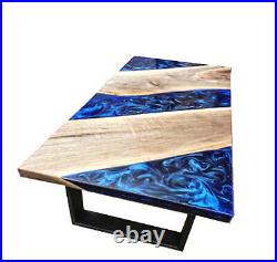 Custom Made Epoxy Resin Handmade Dining Room Table Tops Natural Wood Home Décor