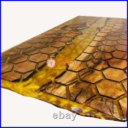 Custom Made Top Honey Cube Dining Table Wooden Epoxy Resin Dining Room Table Top