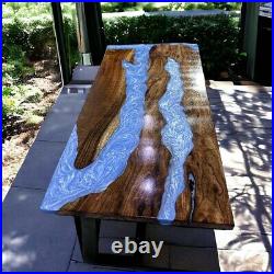 Custom River Epoxy Table, Live Edge Epoxy River Table, Dining Room Wood Tabletop
