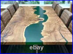 Custom Wood And Green Epoxy Resin Dining, Center, Coffee, Flower & End Table Top