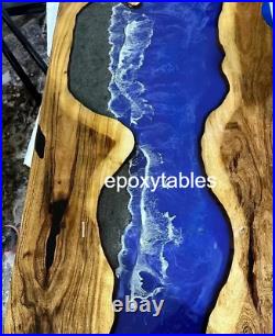 Custom wood Blue Epoxy Conference Table Top Home Decor Handmade Bar Furniture