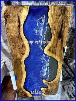 Custom wood Blue Epoxy Conference Table Top Home Decor Handmade Bar Furniture