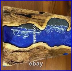 Custom wood Blue Epoxy Conference Table Top Home Decor Handmade Bar Furniture