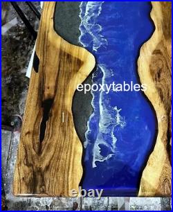 Custom wood Blue Epoxy Conference Table Top Home Decor Handmade Bar Furniture