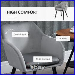 Dining Chairs Set of 2 Accent Chairs Velvet Bucket Seat Dining Room Grey