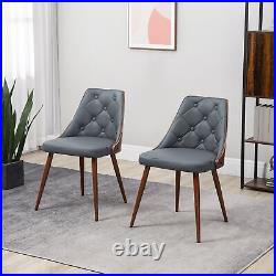 Dining Chairs Set of 2, with PU Leather Seat & Steel Legs for Indoor Use