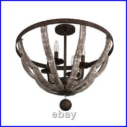 Dining Room Pendant Lamp 4Light Farmhouse Chandelier Rustic Fixture Wood Texture