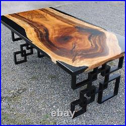 Dining room table of epoxy resin and wood, handmade furniture, ready to ship