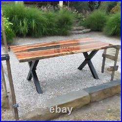 Dining room table of walnut wood with black epoxy resin, 6 seater, ready to ship