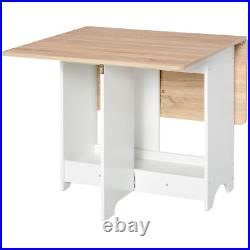 Drop-Leaf Dining Table Folding Desk Foldable Bar Table with Storage Shelf