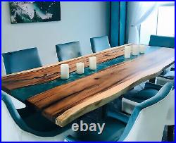 Epoxy Dining Table for Conference Room 72x48 Natural Acacia Wood Home Decor