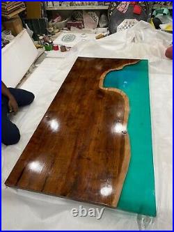 Epoxy Resin River Breakfast Dining Tabletop Handmade Acacia Wood Home Furniture