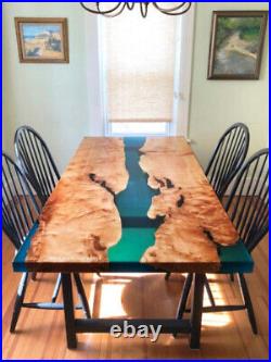 Epoxy dining table wooden furniture, custom living room decor, furniture 48x24